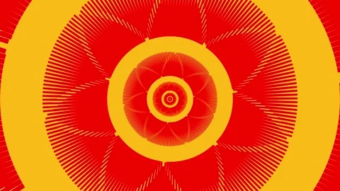 4K Red Yellow Concentric Kaleidoscope Tunnel Motion Background Loop Stock Footage 340468871