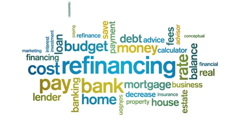 4k Refinancing Animated Tag Word Cloud,Text Design Animation. Stock Footage 106863241