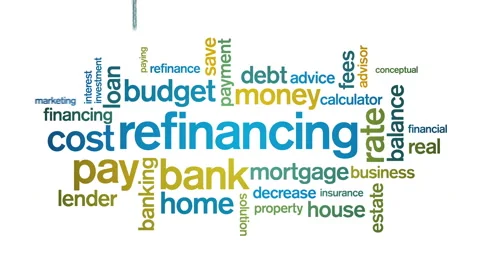 4k Refinancing Animated Tag Word Cloud,Text Design Animation. Stock Footage 106863269