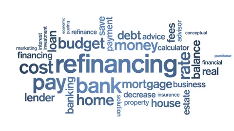 4k Refinancing Animated Tag Word Cloud,Text Design Animation. Stock Footage 106863318