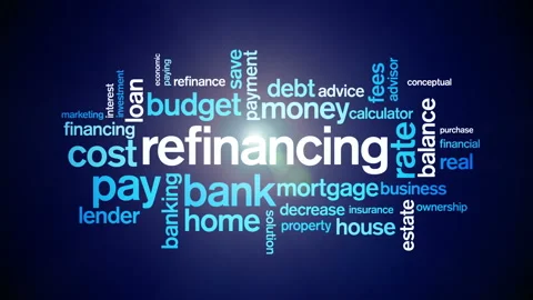 4k Refinancing Animated Tag Word Cloud,Text Design Animation. Stock Footage 106865446