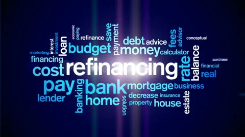 4k Refinancing Animated Tag Word Cloud,Text Design Animation. Stock Footage 106865879