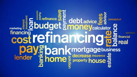 4k Refinancing Animated Tag Word Cloud,Text Design Animation. Stock Footage 106866628