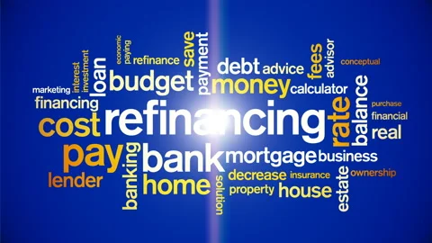 4k Refinancing Animated Tag Word Cloud,Text Design Animation. Stock Footage 106866963