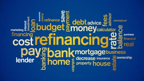 4k Refinancing Animated Tag Word Cloud,Text Design Animation. Stock Footage 107086039