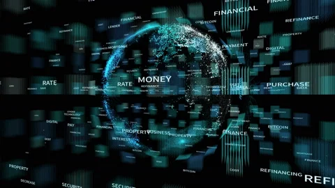 4k Refinancing Animated Tag Word Cloud,earth background,Text Design Animation. Stock Footage 109440039