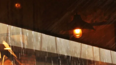 4K reflection of vintage old bulb natural swing from window in coffee shop Video stock 92544284