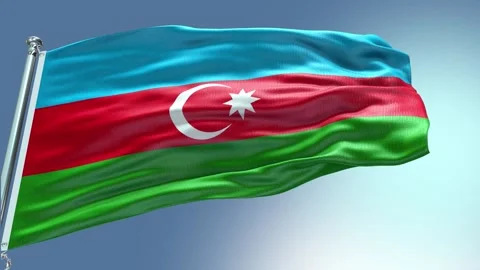 4k render Azerbaijan Flag video waving in wind Azerbaijan Flag Wave Loop waving Video stock 246418448