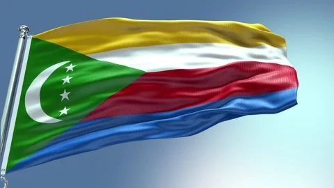 4k render Comoros Flag video waving in wind Comoros Flag Wave Loop waving in win Video stock 246664866