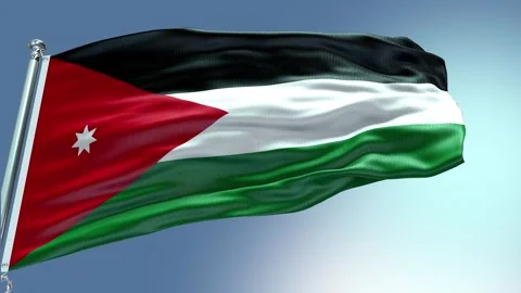 4k render Jordan Flag video waving in wind Jordan Flag Wave Loop waving in wind Video stock 246664827