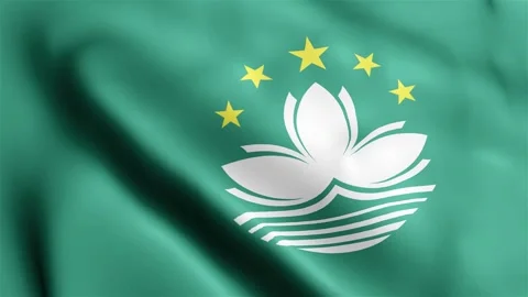 4k render Macau Flag video waving in wind Macau Flag Wave Loop waving in wind Re Video stock 245420118