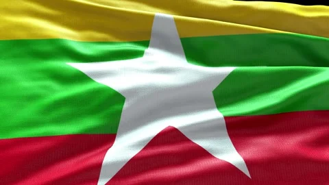 4k render Myanmar Flag video waving in wind Myanmar Flag Wave Loop waving in win Video stock 246665060