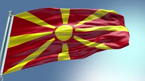 4k render North Macedonia Flag video waving in wind North Macedonia Flag Wave Lo Video stock 246665043