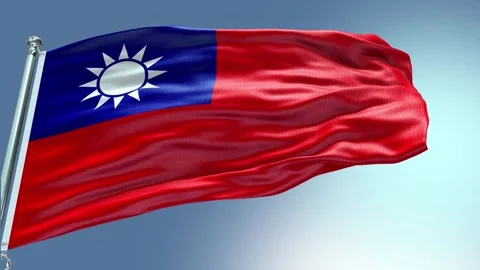 4k render Taiwan Flag video waving in wind Taiwan Flag Wave Loop waving in wind Video stock 246665763