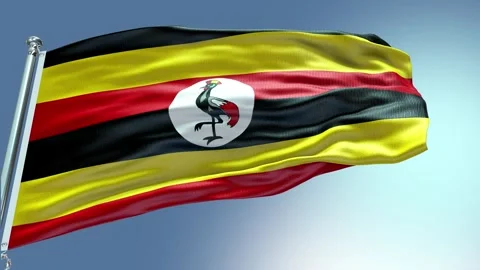 4k render Uganda Flag video waving in wind Uganda Flag Wave Loop waving in wind Stock Footage 246665787