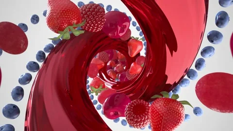 4k render of the various fruit endless spiral loop Video stock 132943318