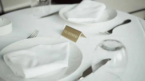 4K Reserved dinner or coffee restaurant table Stock Footage 65388411