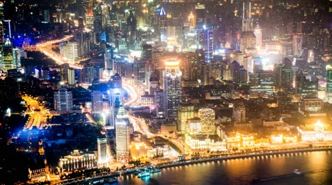 4k resolution Aerial view bund of Shanghai Video stock 41836466