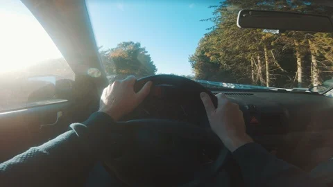 4K resolution of car being driven on highway seen from drivers point of view Stock Footage 98079420