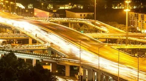 4k resolution Cloverleaf night time lapse Video stock 22429124