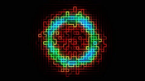 4K resolution, Digital Circle surface loop view with pixel concept Stock Footage 171472120