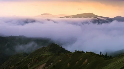 4K resolution of mist of cloud on Mt.Kusatsu-Shirane in Gumma, Japan Stock Footage 121811319