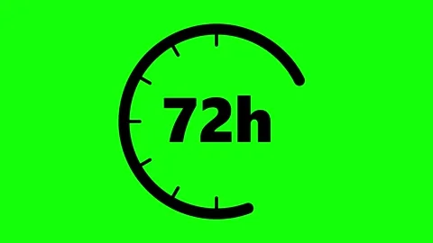 A 4K resolution motion graphics animation showing a black 72-hour timer ico.. Видео 339066208