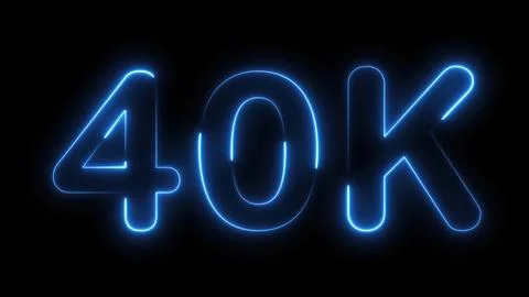 4K resolution neon glowing blue numbers on black background ultra HD digita.. Stock Illustration