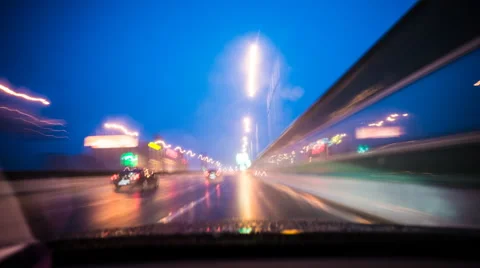 4k resolution Night road time lapse Stock Footage 45550111