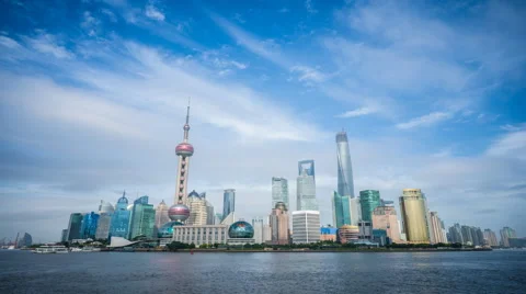 4k resolution Shanghai shadowy skyline time lapse Stock Footage 40389259