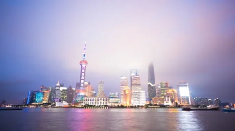 4k resolution Shanghai skyline day to night time lapse Stock Footage 40337599