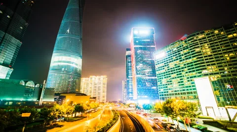 4k resolution Shanghai skyline Video stock 40653455