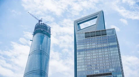 4k resolution Shanghai Tower and Shanghai World Financial Center Stock Footage 40854351