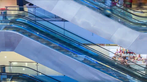 4k resolution shopping mall elevator time lapse Stock Footage 22442313