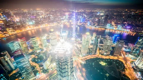 4k resolution Super wide aerial view of Shanghai skyline Stock Footage 40604752