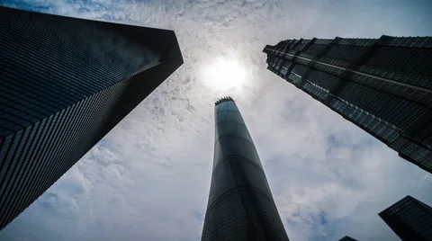 4k resolution Three biggiest office buildings in Shanghai Stock Footage 40583734
