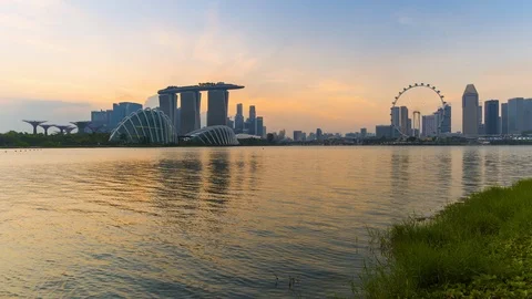 4K resolution time lapse of Financial business district in Singapore at night Stock Footage 123302556