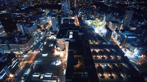 4K resolution time lapse of Sapporo night city Stock Footage 121812021