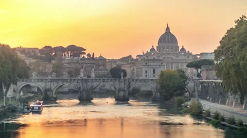 4k resolution Time lapse of St. Peter's Basilica, Vatican, Rome, Italy. Stock Footage 220150113