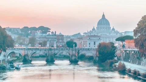 4k resolution Time lapse of St. Peter's Basilica, Vatican, Rome, Italy. Stock Footage 220234818