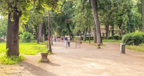 4k resolution time-lapse view of people walking in the park Stock Footage 242836120