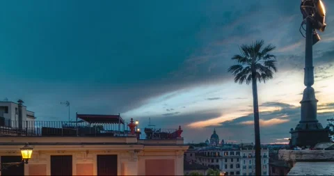 4K resolution Timelapse view of the clouds sky after evening, Rome, Italy Stock Footage 243846931