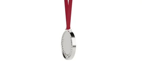 4k Resolution Video: Achievement Concept. Silver Medal With Red Ribbon  Sea.. Stock Footage 315660007