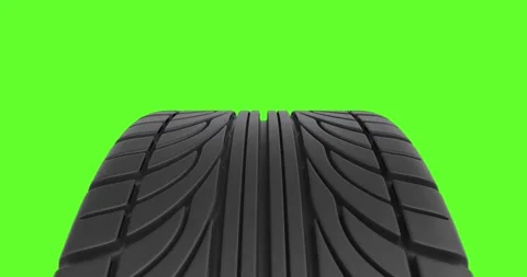 4k Resolution Video: Black Wheel Tyre Seamless Loop Rotating on a Green Scr.. Stock Footage 296243986