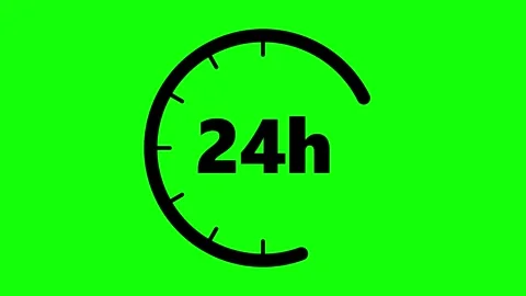 A 4K resolution video featuring a black 24-hour service icon animation on a.. Видео 339066107