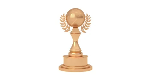 4k Resolution Video: Golden Trophy with Basketball Ball Stock Footage 259782668
