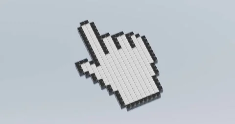 4k Resolution Video: Pixelated Model of a White Retro Computer Hand or Fing.. Stock Footage 305448339