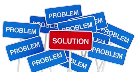 4k Resolution Video: Problem Solution Concept. Red Sign With Word Solution .. Stock Footage 315659970