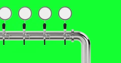 4k Resolution Video: Row of Bar Beer Taps Dispenser on a Green Screen Backg.. Stock Footage 276414613
