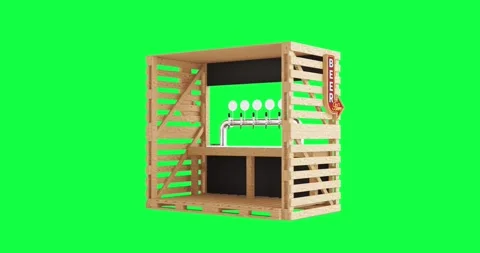 4k Resolution Video: Rustic Vibe Inviting Street Bar Setup. Wooden Beer Boo.. Stock Footage 313964119